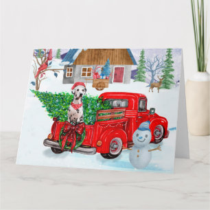 Dalmatiner im Weihnachtslieferwagen Schnee Karte