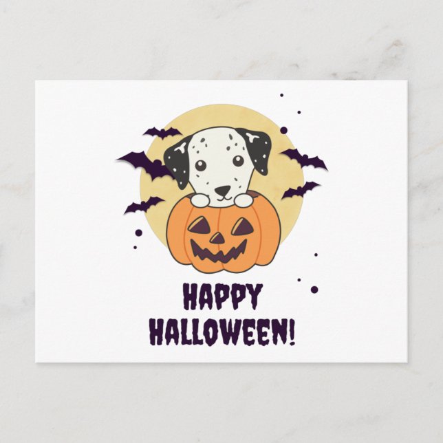 Dalmatiner in Pumpkin Sweet Hunde glückliche Hallo Postkarte (Vorderseite)