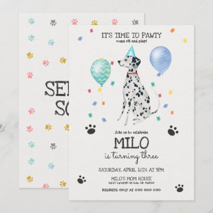 Dalmatiner Lasse Pawty Dog Geburtstag Einladung bl