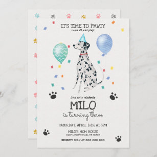 Dalmatiner Lasse Pawty Dog Geburtstag Einladung bl