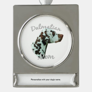 Dalmatiner (Leber) Mama 2 Banner-Ornament Silber