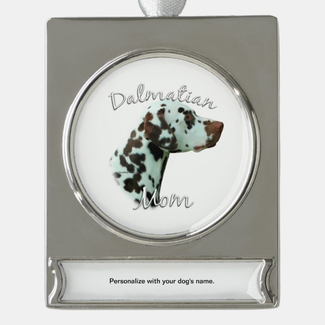 Dalmatiner (Leber) Mama 2 Banner-Ornament Silber (Vorderseite)