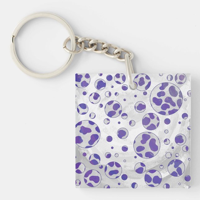 Dalmatiner Lila und White Polka Dot Schlüsselanhänger (Vorderseite)