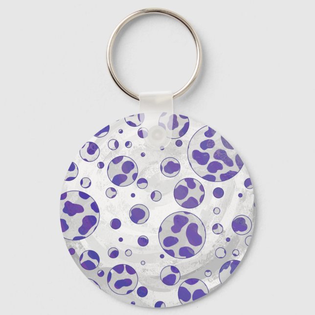 Dalmatiner Lila und White Polka Dot Schlüsselanhänger (Vorderseite)