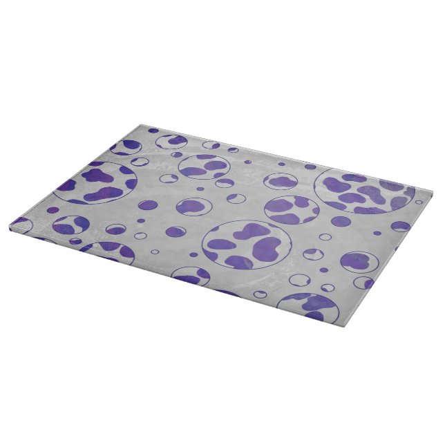 Dalmatiner Lila und White Polka Dot Schneidebrett (Ecke)