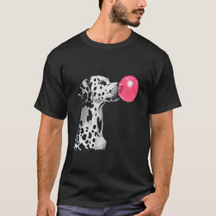 Dalmatiner Lustiger Hund Bläst Bubble Gum Rosa T-Shirt