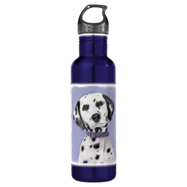 Dalmatiner Malerei - Niedliche Original Hunde Kuns Edelstahlflasche (Vorderseite)