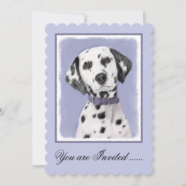 Dalmatiner Malerei - Niedliche Original Hunde Kuns Einladung (Vorderseite)