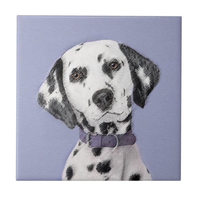 Dalmatiner Malerei - Niedliche Original Hunde Kuns Fliese (Vorderseite)