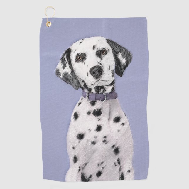 Dalmatiner Malerei - Niedliche Original Hunde Kuns Golfhandtuch (Vorderseite)
