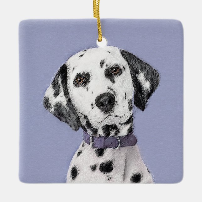 Dalmatiner Malerei - Niedliche Original Hunde Kuns Keramikornament (Vorderseite)