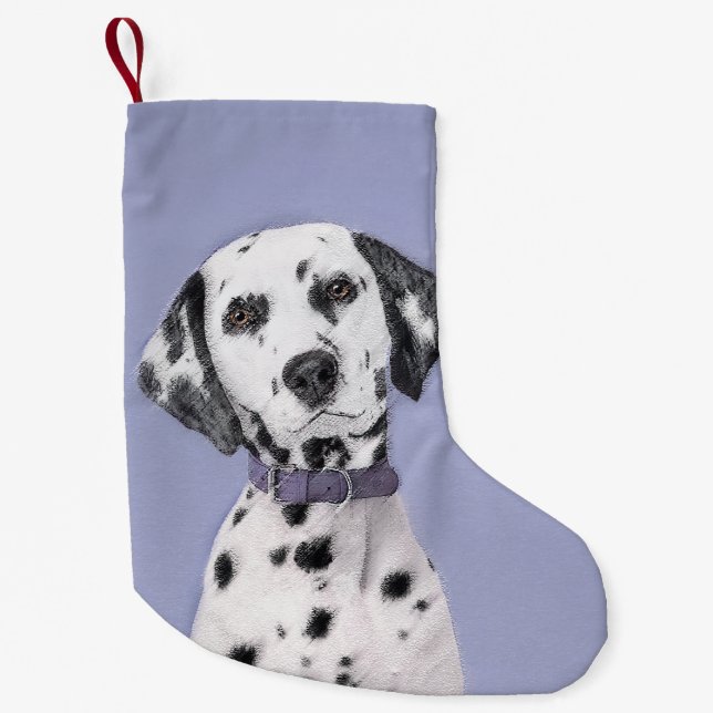 Dalmatiner Malerei - Niedliche Original Hunde Kuns Kleiner Weihnachtsstrumpf (Vorderseite)