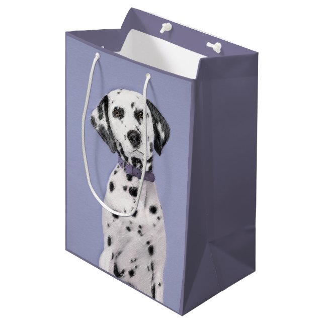 Dalmatiner Malerei - Niedliche Original Hunde Kuns Mittlere Geschenktüte (Vorderseite Schrägansicht)