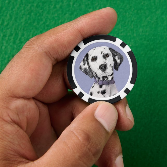 Dalmatiner Malerei - Niedliche Original Hunde Kuns Pokerchips (Hand)