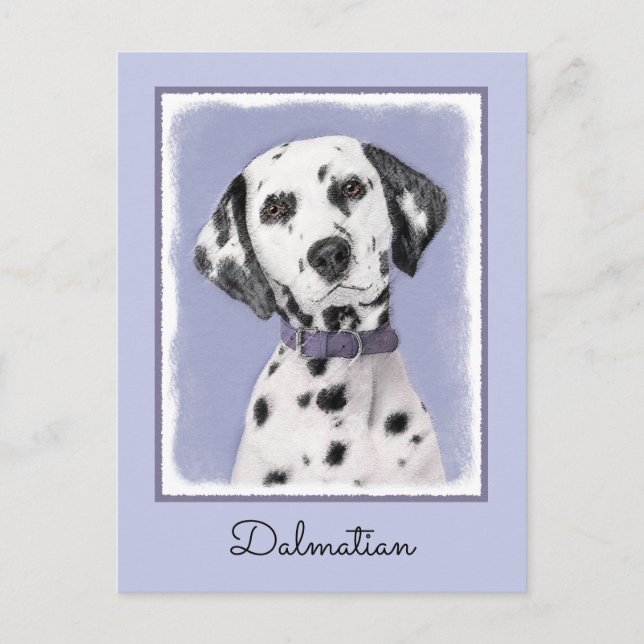 Dalmatiner Malerei - Niedliche Original Hunde Kuns Postkarte (Vorderseite)