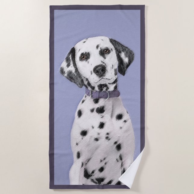 Dalmatiner Malerei - Niedliche Original Hunde Kuns Strandtuch (Vorderseite)