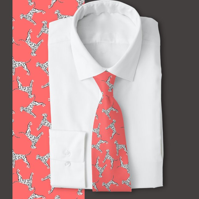 Dalmatiner mehrdirektionale Korallenflechte Krawatte (Dalmatian dog tie, great for veterinarian, dog lover, pet owner, dog breeder)