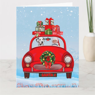 Dalmatiner mit dem Weihnachtsmann im Auto Karte