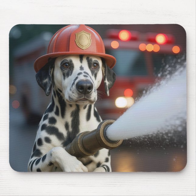 Dalmatiner mit Feuerwehrschlauch Mousepad (Vorne)