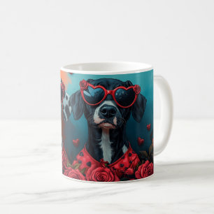 Dalmatiner mit Herz Rosen Valentinstag Kaffeetasse