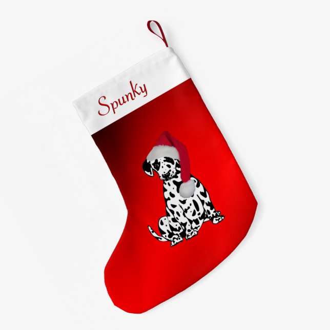 Dalmatiner mit Hundenname an der Spitze Kleiner Weihnachtsstrumpf (Rückseite (Hängend))