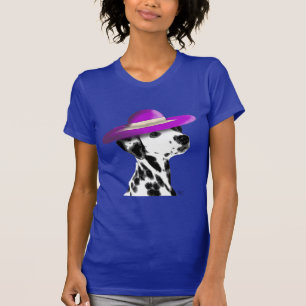Dalmatiner mit lila breitem geströmtem Hut T-Shirt