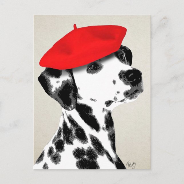 Dalmatiner mit Red Beret Postkarte (Vorderseite)