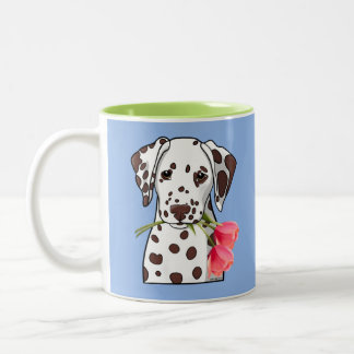 Dalmatiner mit Tulpen Zweifarbige Tasse