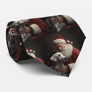 Dalmatiner mit Weihnachtsmann Festive Weihnachten Krawatte