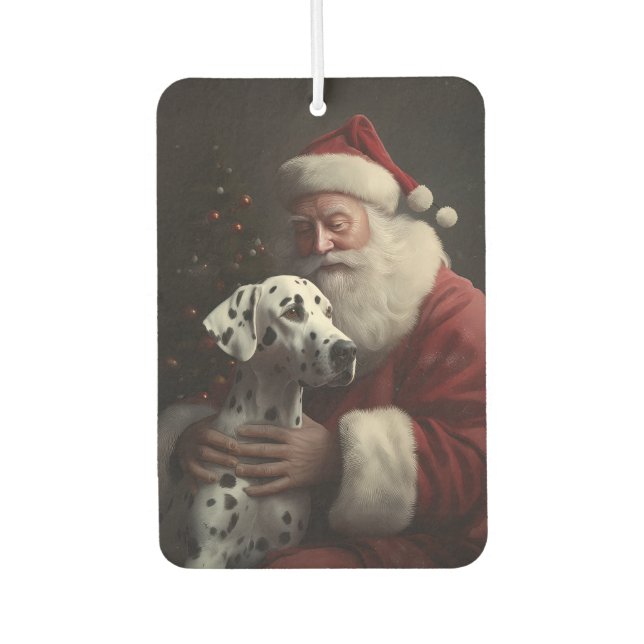 Dalmatiner mit Weihnachtsmann Weihnachten Autolufterfrischer (Vorderseite)