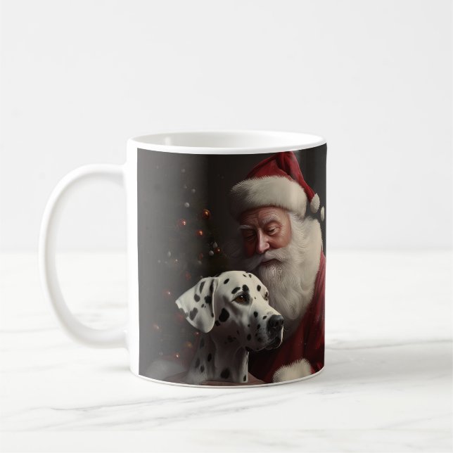 Dalmatiner mit Weihnachtsmann Weihnachten Kaffeetasse (Links)