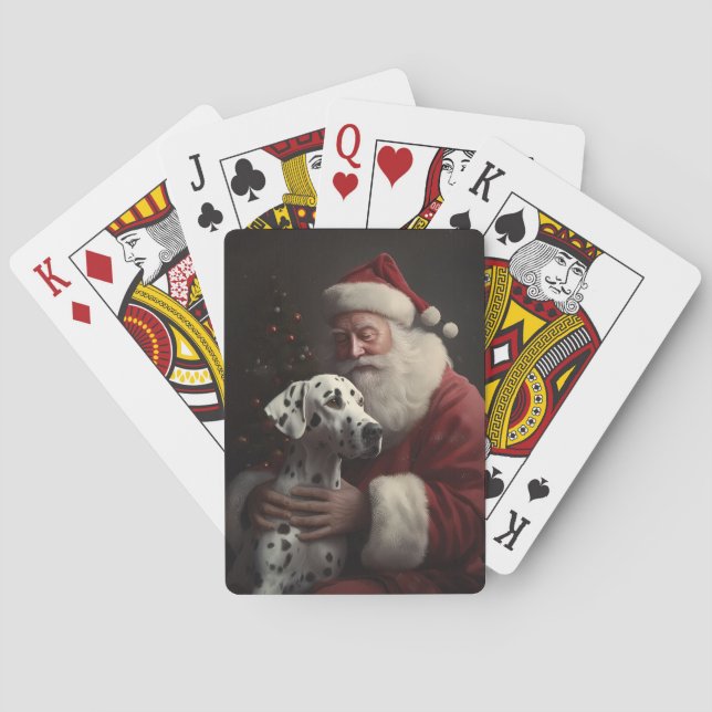 Dalmatiner mit Weihnachtsmann Weihnachten Spielkarten (Rückseite)