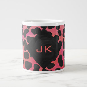 Dalmatiner-Monogramm Schwarz und Rot Jumbo-Tasse