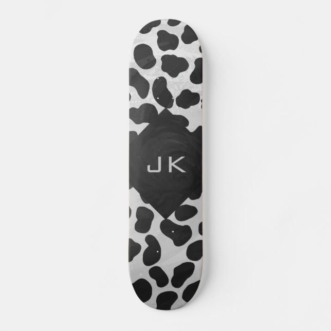 Dalmatiner Monogrtam Schwarzweiss-Drucke Skateboard (Vorderseite)