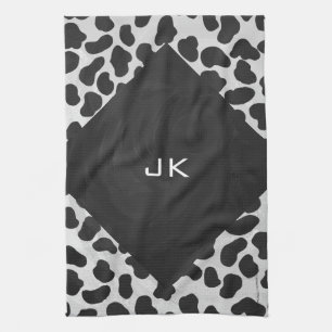 Dalmatiner Monogrtam Schwarzweiß- und Weißdrucke Geschirrtuch