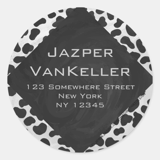 Dalmatiner Monogrtam Schwarzweiß- und Weißdrucke Runder Aufkleber (Vorderseite)