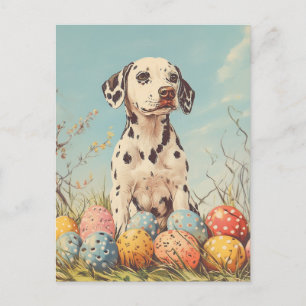 Dalmatiner-Ostern im Vintage-Stil Postkarte