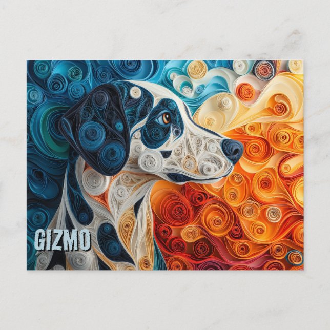 Dalmatiner Paper Quilling Art Dog Portrait Postkarte (Vorderseite)