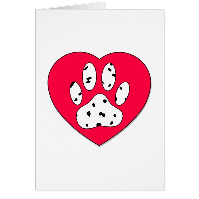 Dalmatiner Paw Print in rotem Herzen (Vorne)