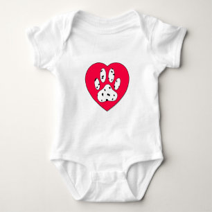 Dalmatiner Paw Print in rotem Herzen Baby Strampler