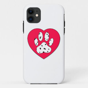 Dalmatiner Paw Print in rotem Herzen iPhone 11 Hülle