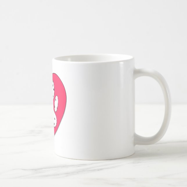 Dalmatiner Paw Print in rotem Herzen Kaffeetasse (Rechts)