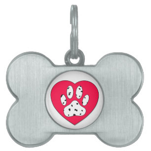 Dalmatiner Paw Print in rotem Herzen Tiermarke