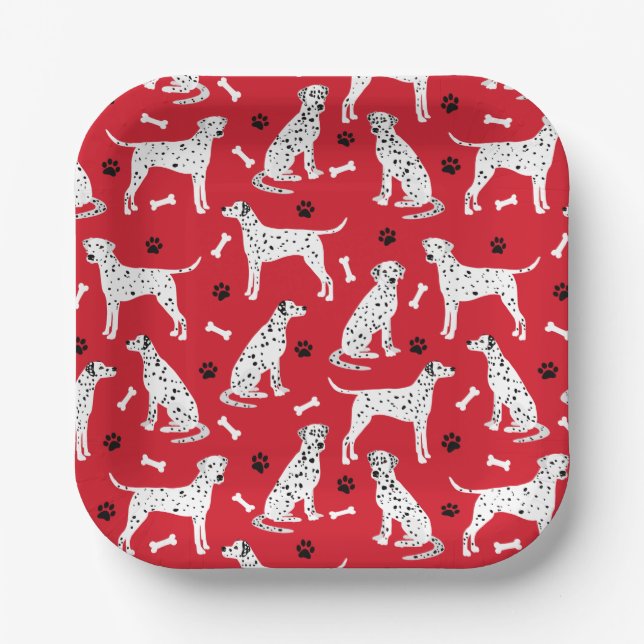 Dalmatiner Paws and Bones Pappteller (Vorderseite)