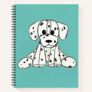 Dalmatiner-Plüschhund-Zeichnung einfache schwarze  Notizbuch