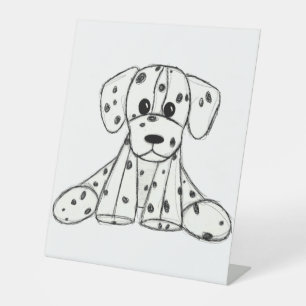 Dalmatiner-Plüschhund-Zeichnung Umriss einfach sch Sockelschild