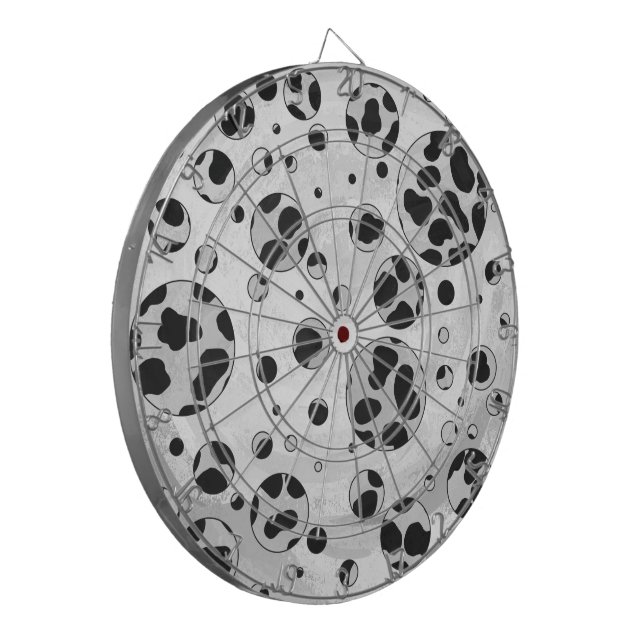 Dalmatiner Polka Dot Black und White Dartscheibe (Vorderseite Links)