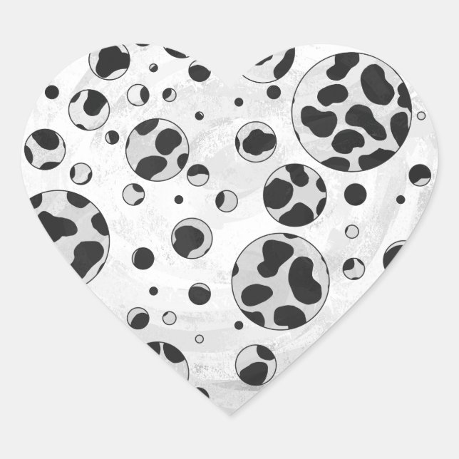 Dalmatiner Polka Dot Black und White Herz-Aufkleber (Vorderseite)