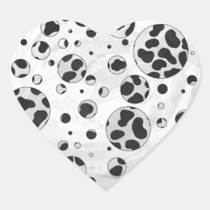 Dalmatiner Polka Dot Black und White Herz-Aufkleber
