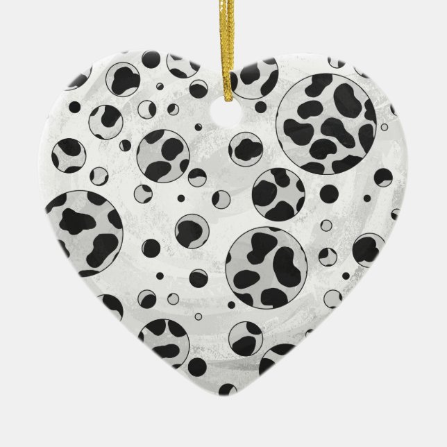 Dalmatiner Polka Dot Black und White Keramik Ornament (Vorne)